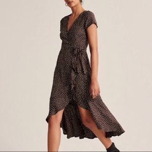A&F Brown Ruffle Wrap Midi Dress